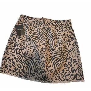 NEW FOREVER 21 MINI SKIRT MEDIUM ANIMAL TIGER CHEETAH PRINT TAN BLACK Medium